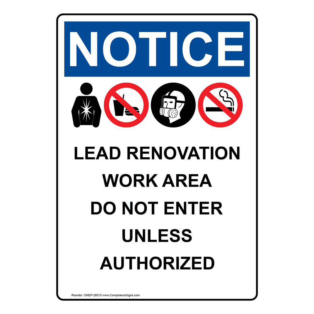 Portrait OSHA NOTICE Lead Renovation Sign With Symbol ONEP-28575