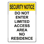 Portrait OSHA Do Not Enter Limited Access Area Sign OUEP-50346