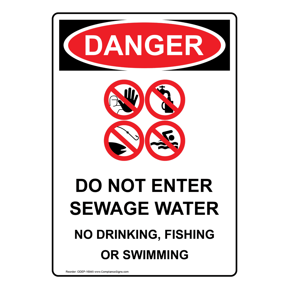 Portrait OSHA NonPotable Water Sign With Symbol ODEP4985R