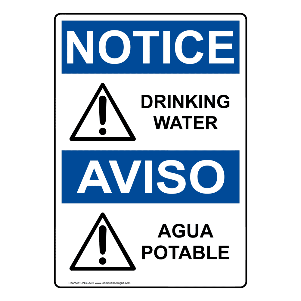 OSHA NOTICE Drinking Water Sign ONE2595 Drinking Water
