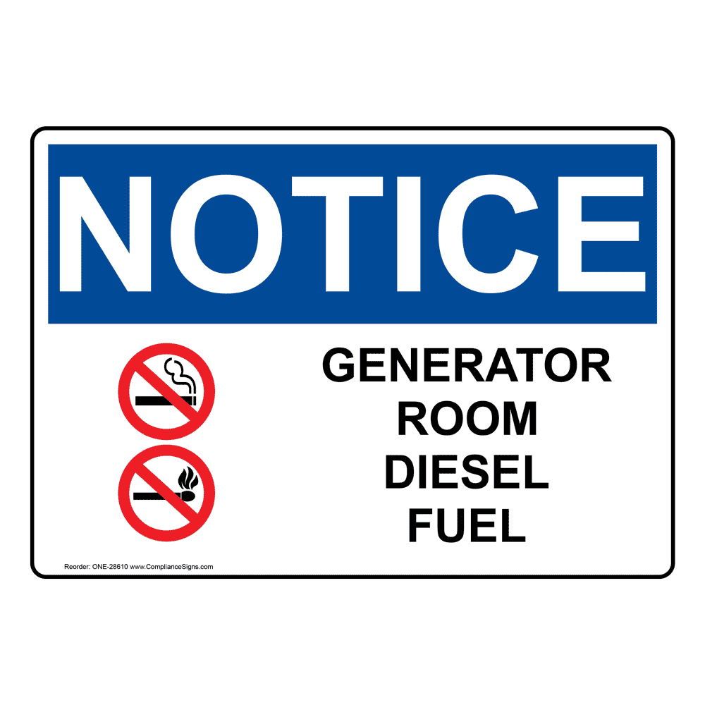 OSHA Generator Room Diesel Fuel Sign With Symbol OCE28610