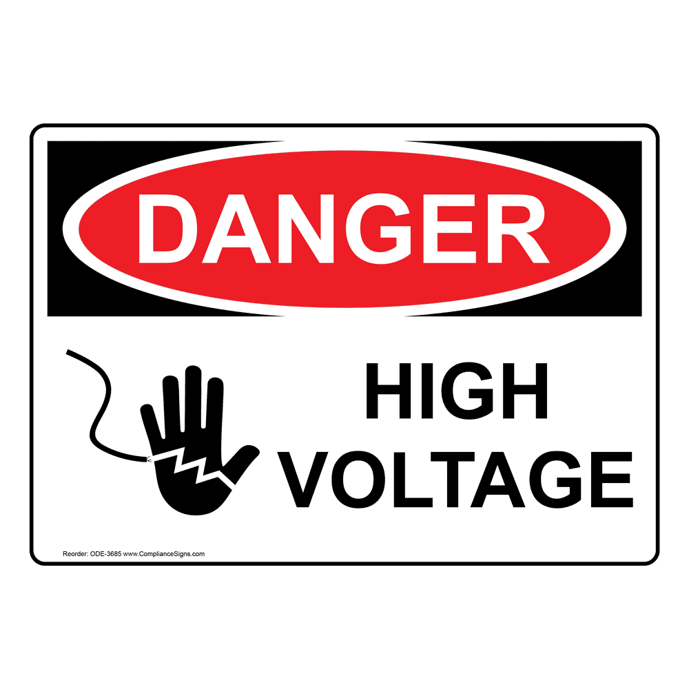 OSHA DANGER High Voltage Sign With Symbol ODE-3685
