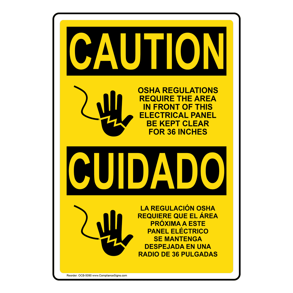 OSHA CAUTION Electrical Panel Clear 36 Inches Bilingual Sign OCB5090