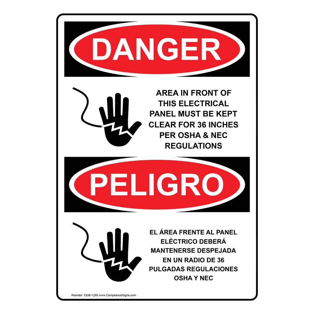 OSHA DANGER Electrical Panel Keep Clear Bilingual Sign ODB1285