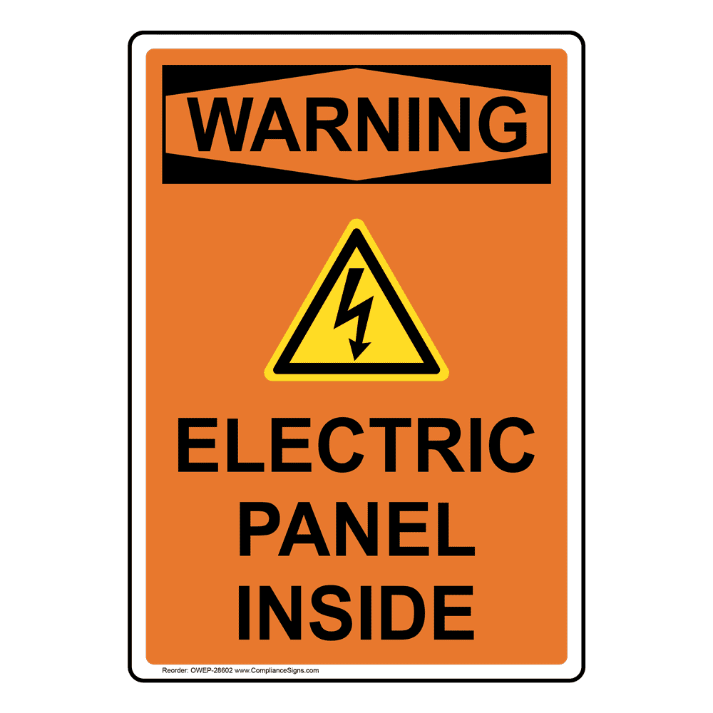 Portrait OSHA Electric Panel Inside Sign With Symbol OWEP28602