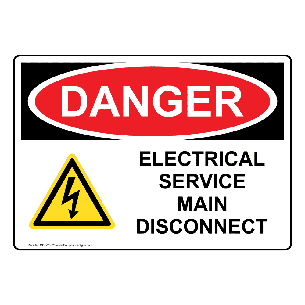 OSHA Electrical Service Main Disconnect Sign With Symbol ODE28620