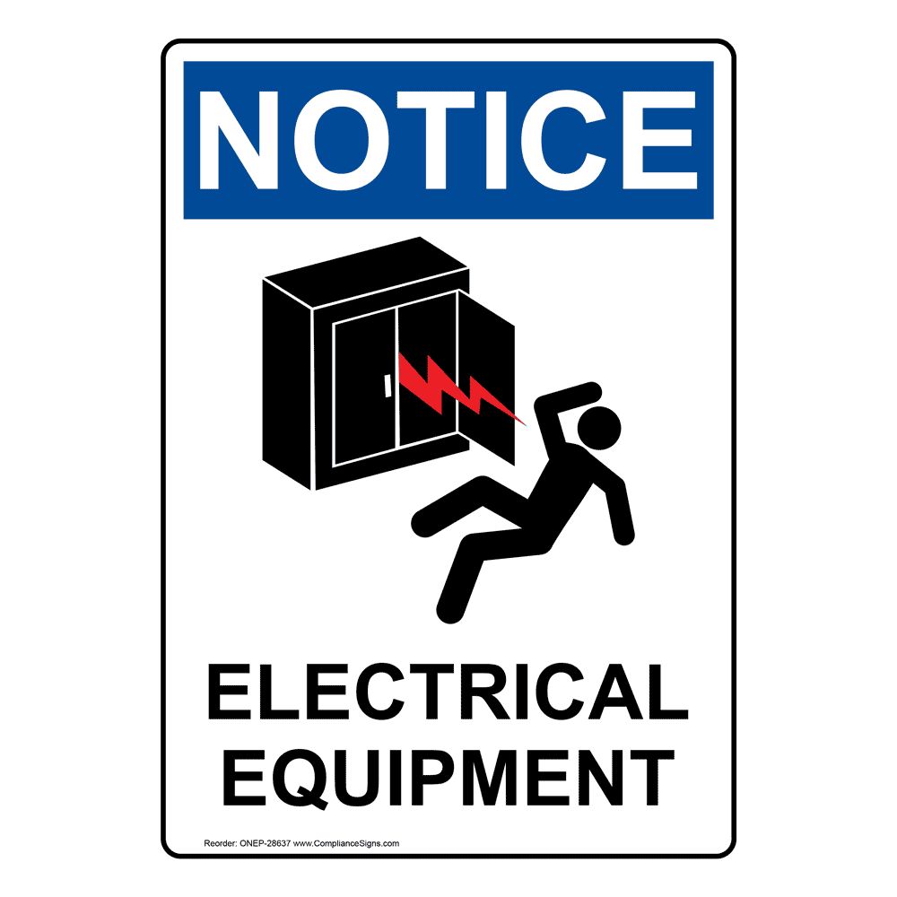 Portrait OSHA Electrical Equipment Sign With Symbol ONEP28637