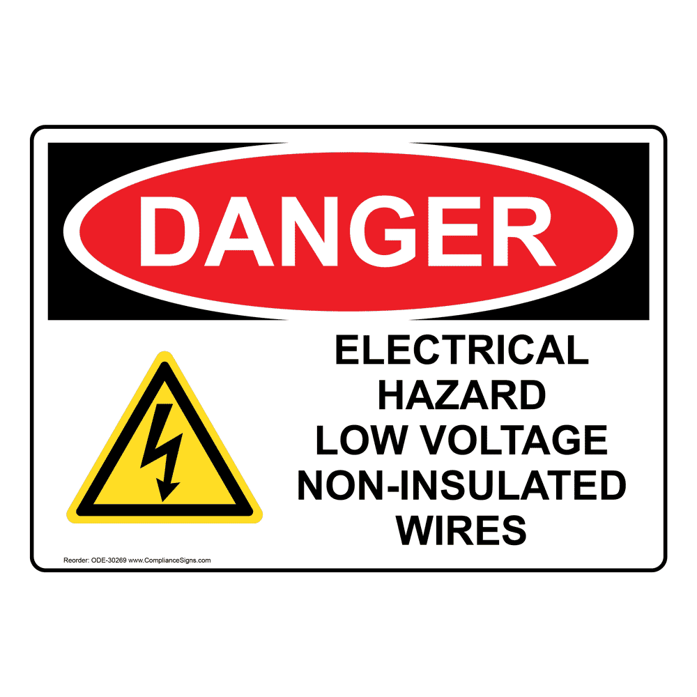 OSHA Electrical Hazard Low Voltage Sign With Symbol ODE30269