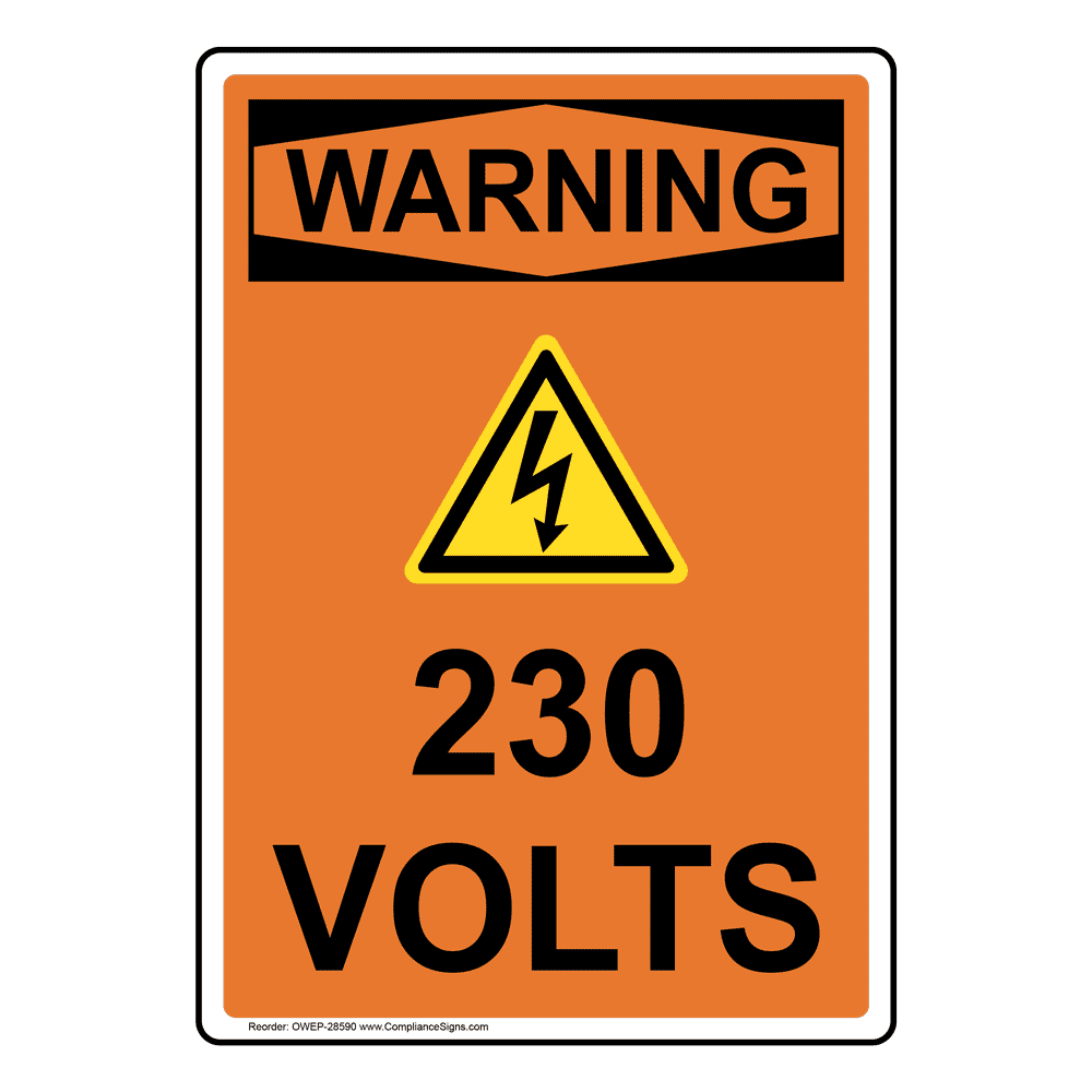 Portrait OSHA 120V/208V Remove Power Sign With Symbol OWEP28587