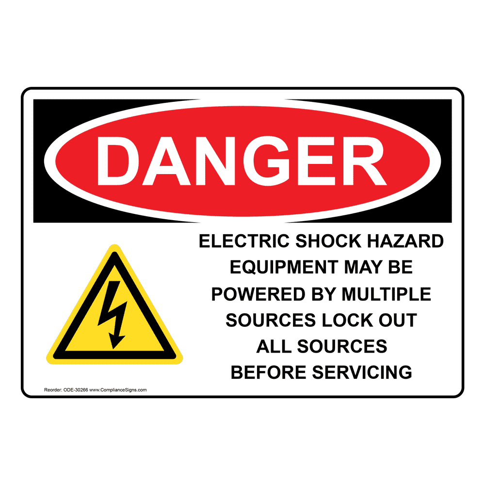 OSHA Electric Shock Hazard Equipment Sign With Symbol ODE30266