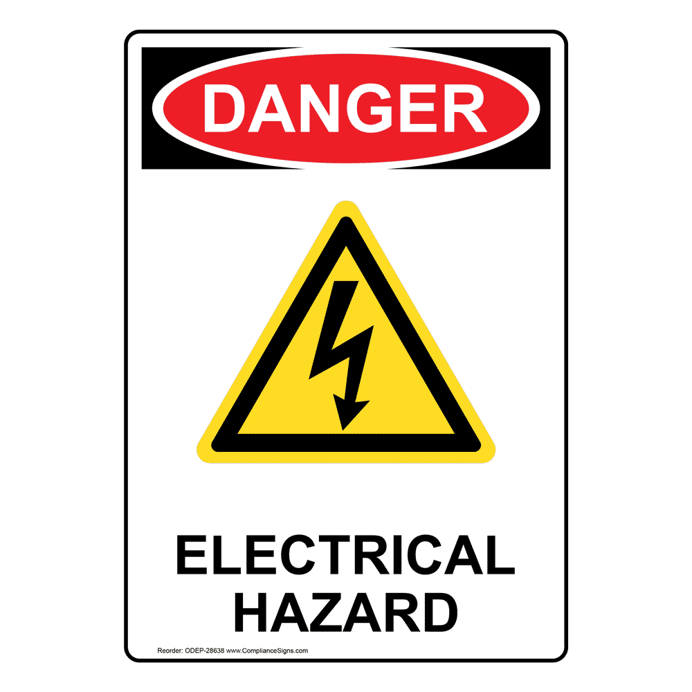 Portrait OSHA Electrical Hazard Sign With Symbol ODEP28638