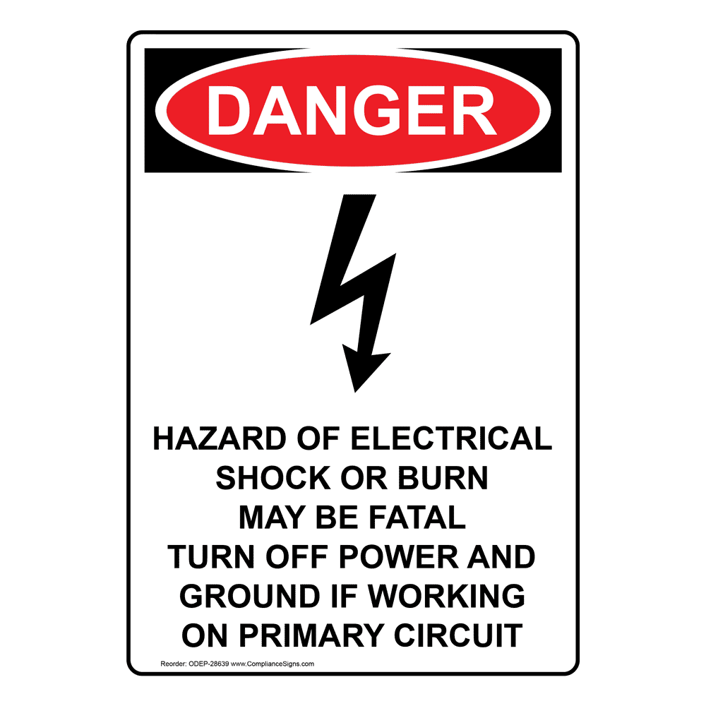 Portrait OSHA Electrical Hazard Sign With Symbol ODEP28638