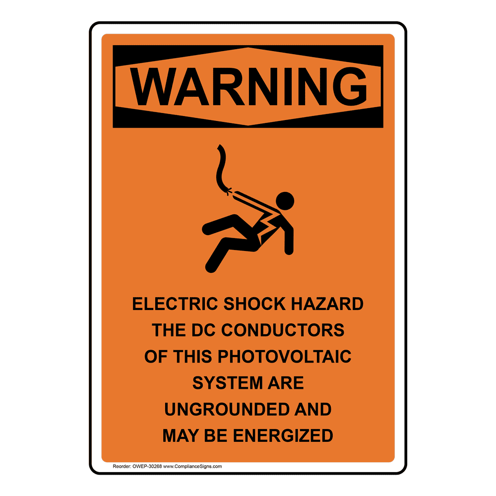 Portrait OSHA Electric Shock Hazard Sign With Symbol OWEP30268