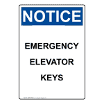 elevator key Safety Signs from ComplianceSigns.com