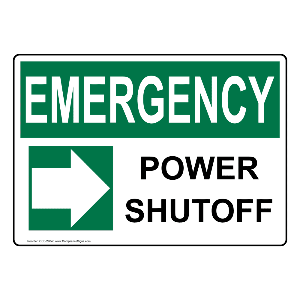 OSHA Power Shutoff [Right Arrow] Sign With Symbol OEE29046