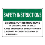 OSHA Emergency Instructions In Case Of A Fire Sign OSIE-32723