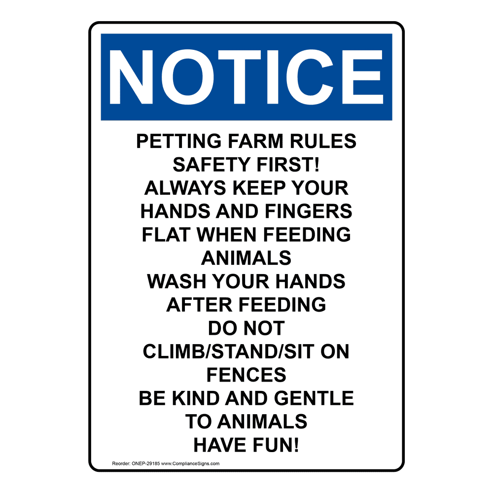 Portrait OSHA Petting Farm Rules Safety First! Sign ONEP29185