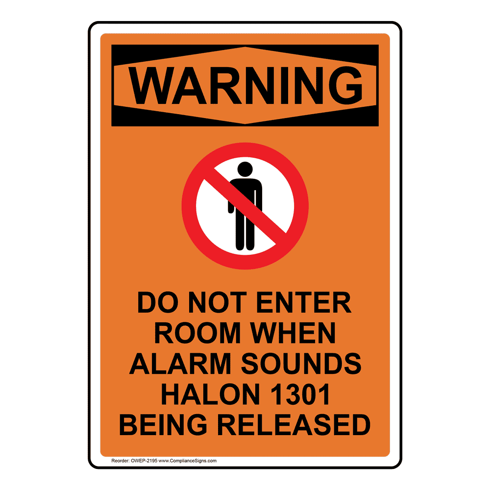 Portrait OSHA WARNING Do Not Enter Room When Sign With Symbol OWEP-2195