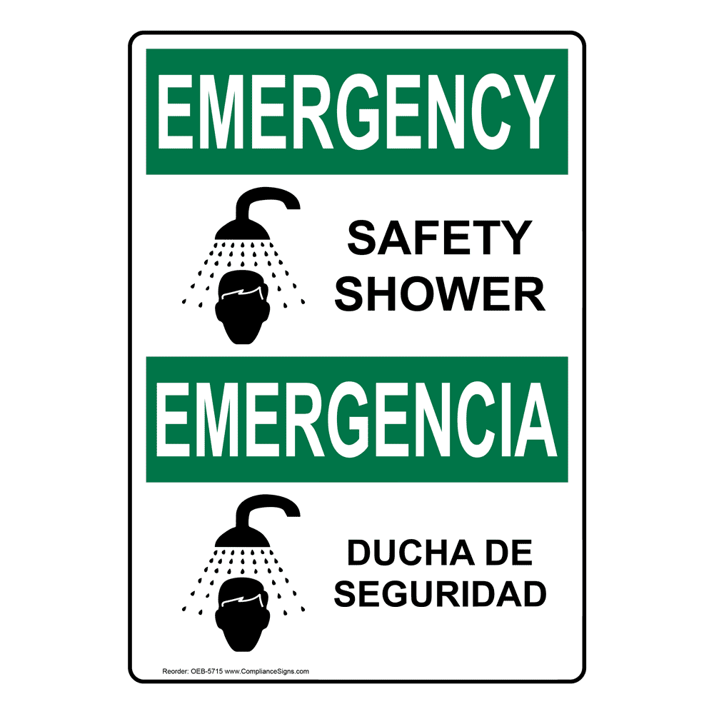 Portrait OSHA Safety Shower Sign With Symbol OEEP5715