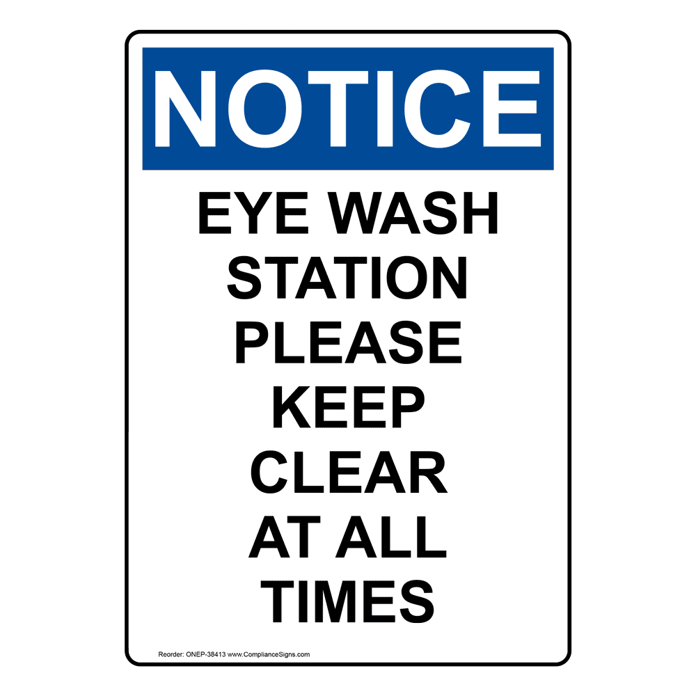 Portrait OSHA Eye Wash Station Please Keep Clear Sign ONEP38413