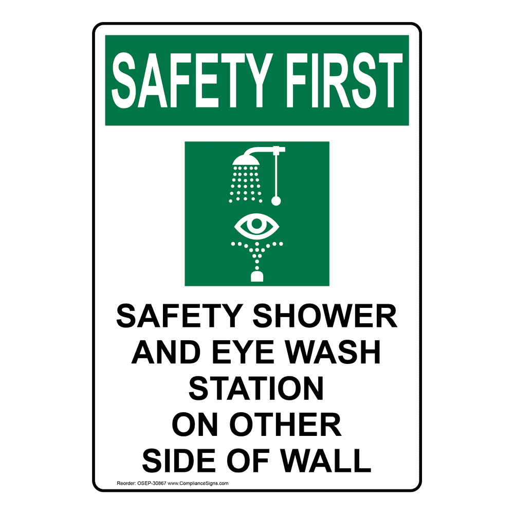 Portrait OSHA Safety Shower And Sign With Symbol OSEP30867