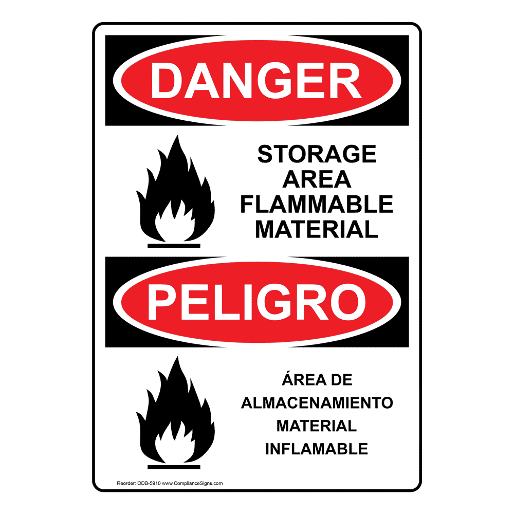 OSHA DANGER Storage Area Flammable Material Sign ODE5910 Flammable