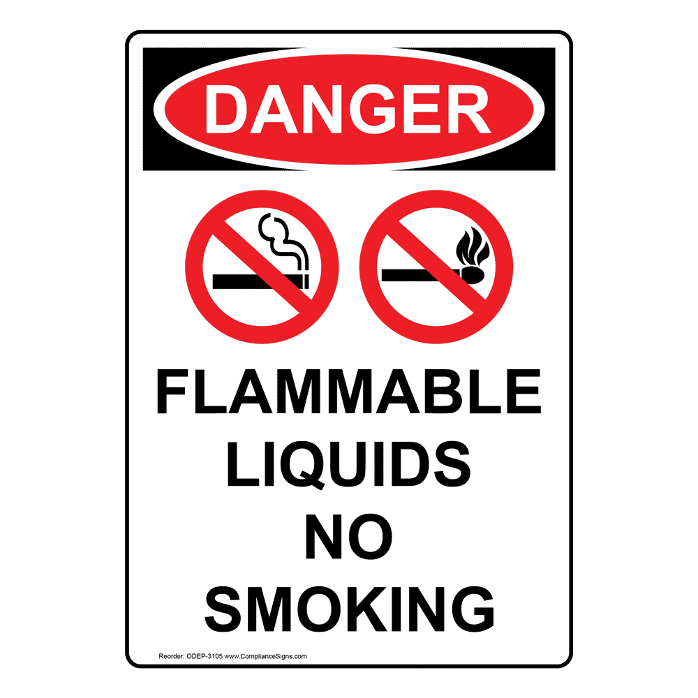 Portrait OSHA Flammable Liquids No Sign With Symbol ODEP3100