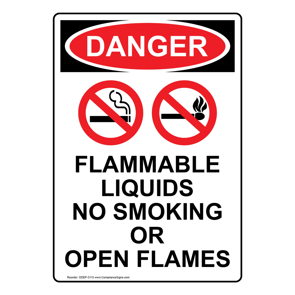 Portrait OSHA Flammable Liquids No Sign With Symbol ODEP3100