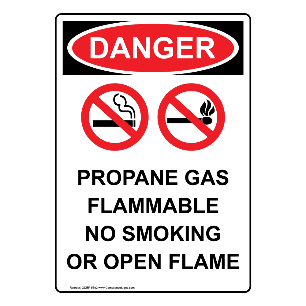 Portrait OSHA Propane Gas Flammable Sign With Symbol ODEP5392