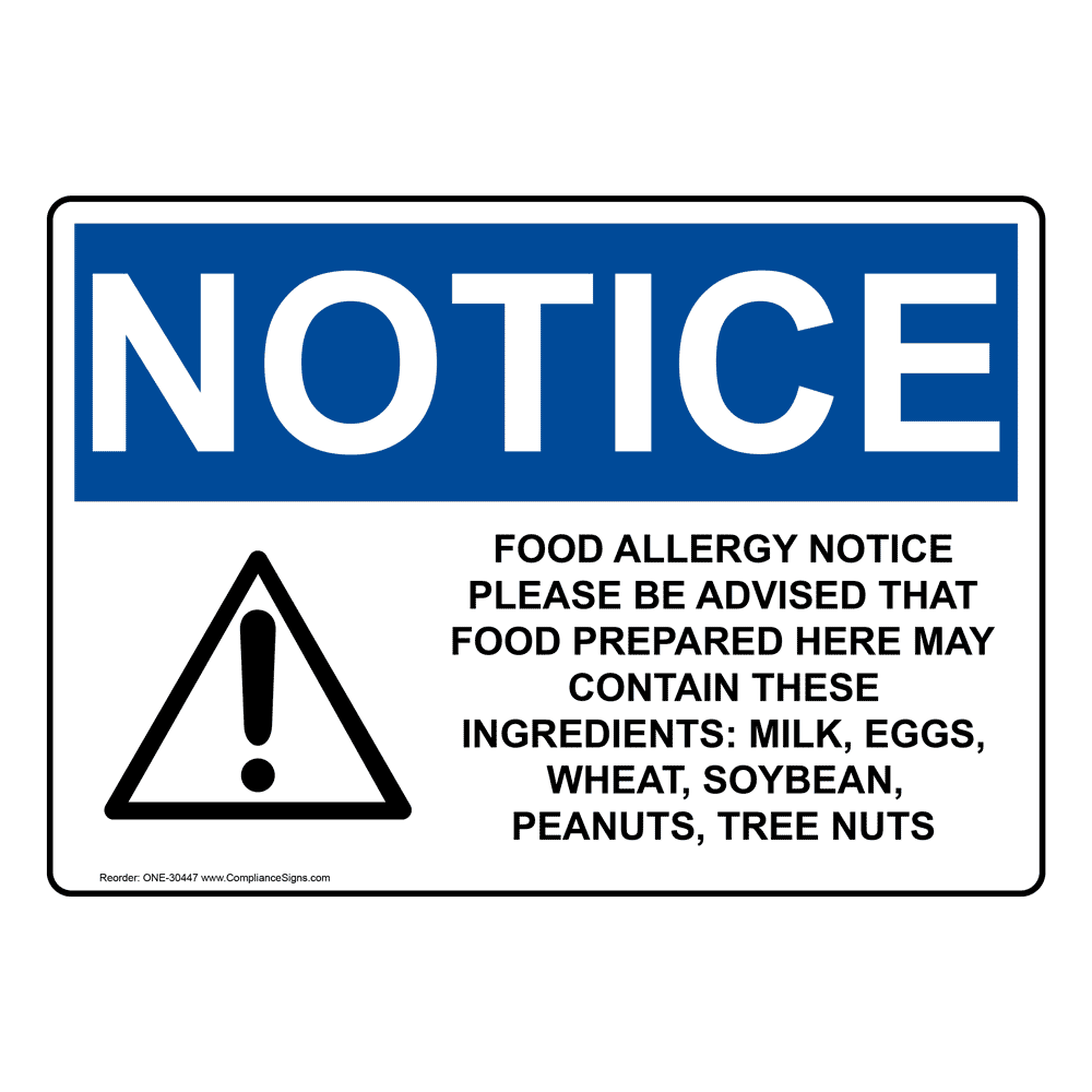 Food Allergy Notice With Symbol �Made in the USA OSHA WARNING Sign