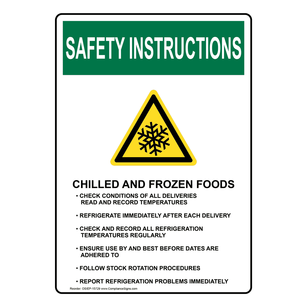Portrait OSHA NOTICE Required Sign ONEP3410 Safe Food Handling