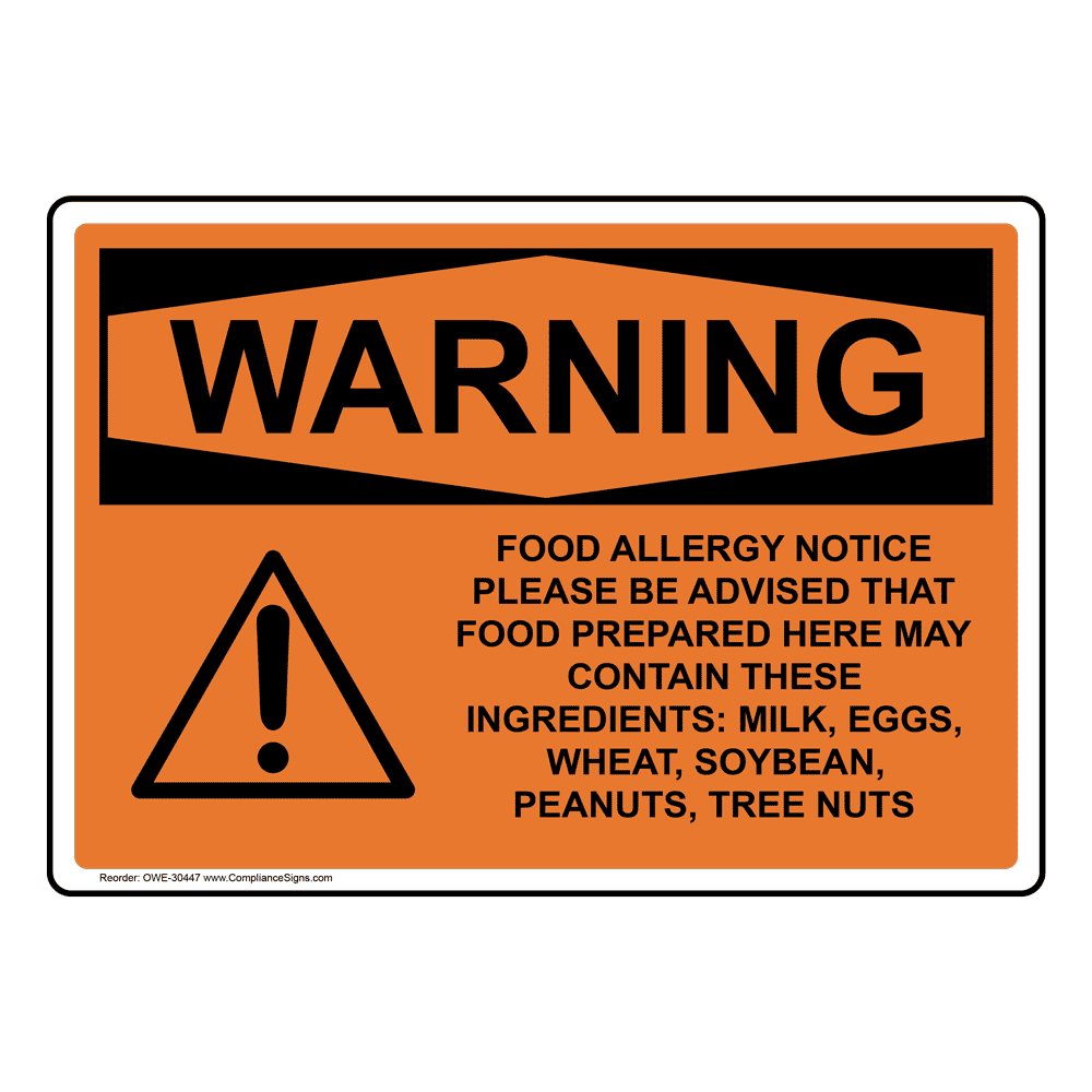 Food Allergy Notice With Symbol �Made in the USA OSHA WARNING Sign