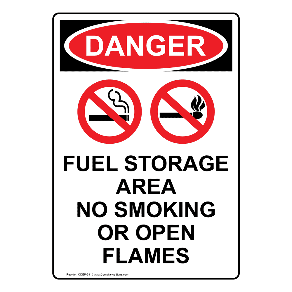 Portrait OSHA Fuel Storage Area No Sign With Symbol ODEP-3310
