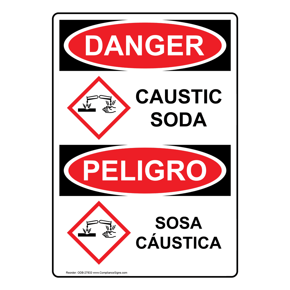 Caustic Soda Sosa Cáustica Sign ODB27833 Hazmat Caustic