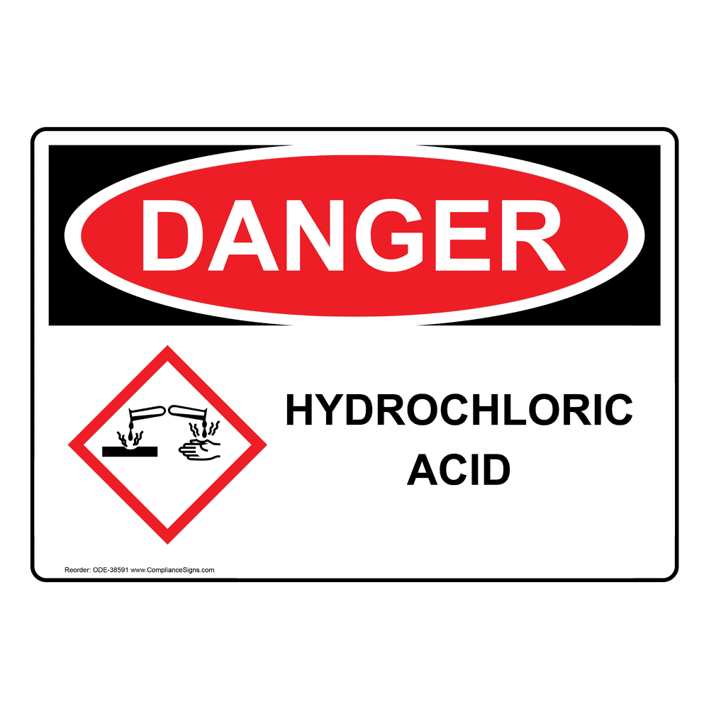 OSHAGHS Hydrochloric Acid Sign With Symbol ODE38591