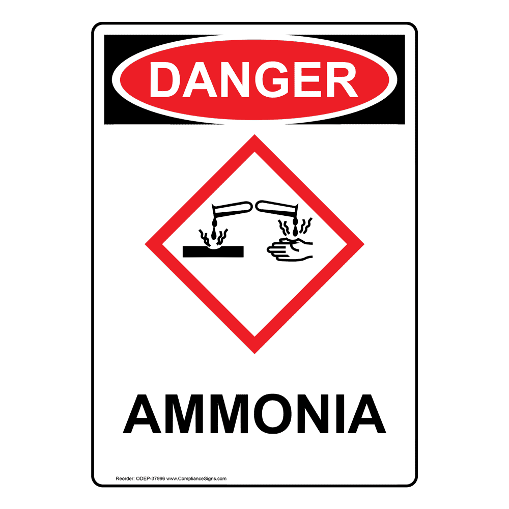 Portrait OSHAGHS Ammonia Sign With Symbol ODEP37996