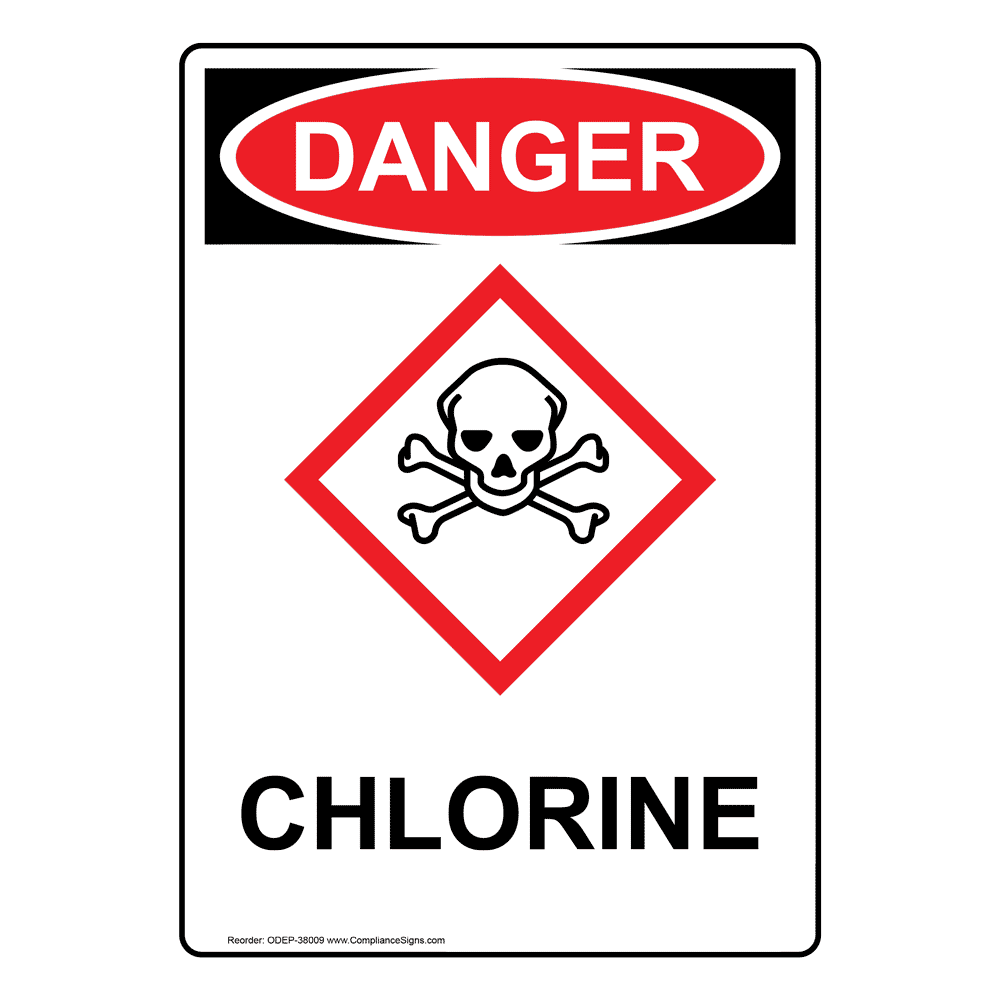 Portrait OSHAGHS Chlorine Sign With Symbol ODEP38009