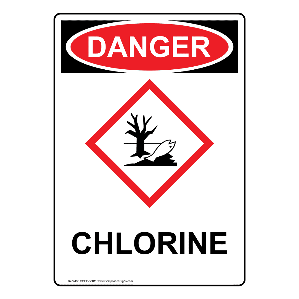 Portrait OSHAGHS Chlorine Sign With Symbol ODEP38011