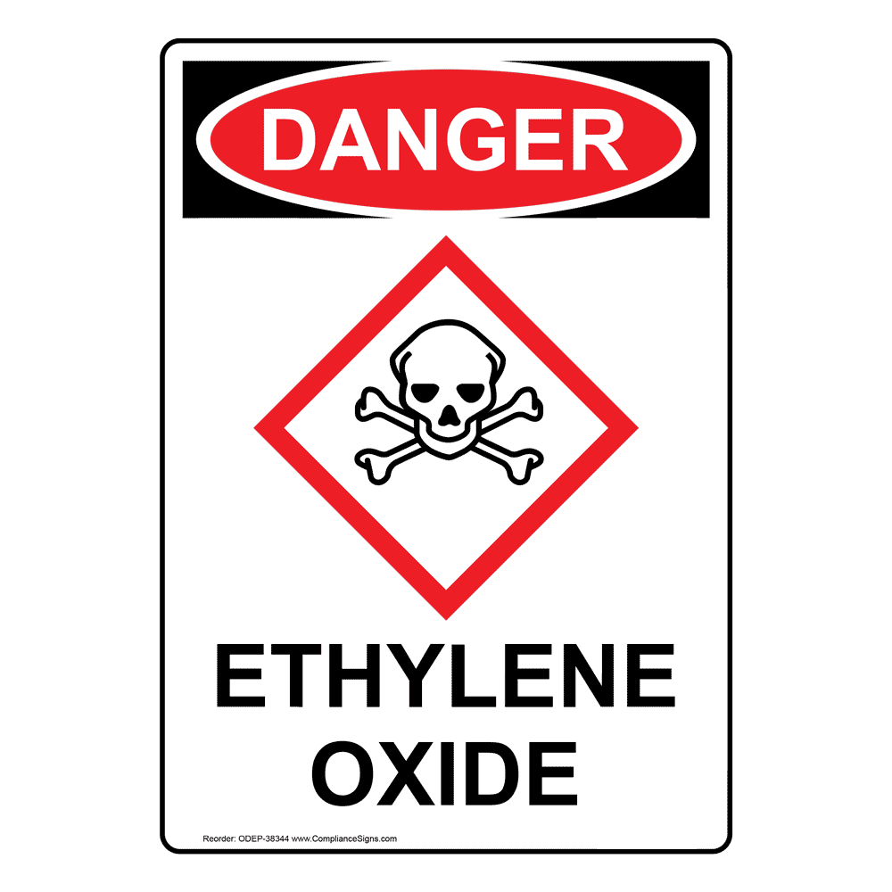 Portrait OSHA DANGER Ethylene Oxide Sign With GHS Symbol ODEP-38344