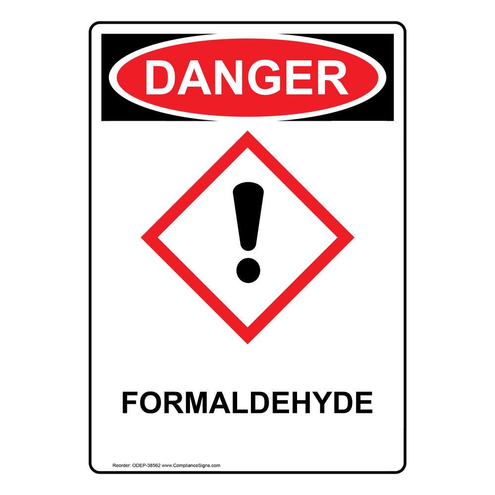Portrait OSHAGHS Formaldehyde Sign With Symbol ODEP38562