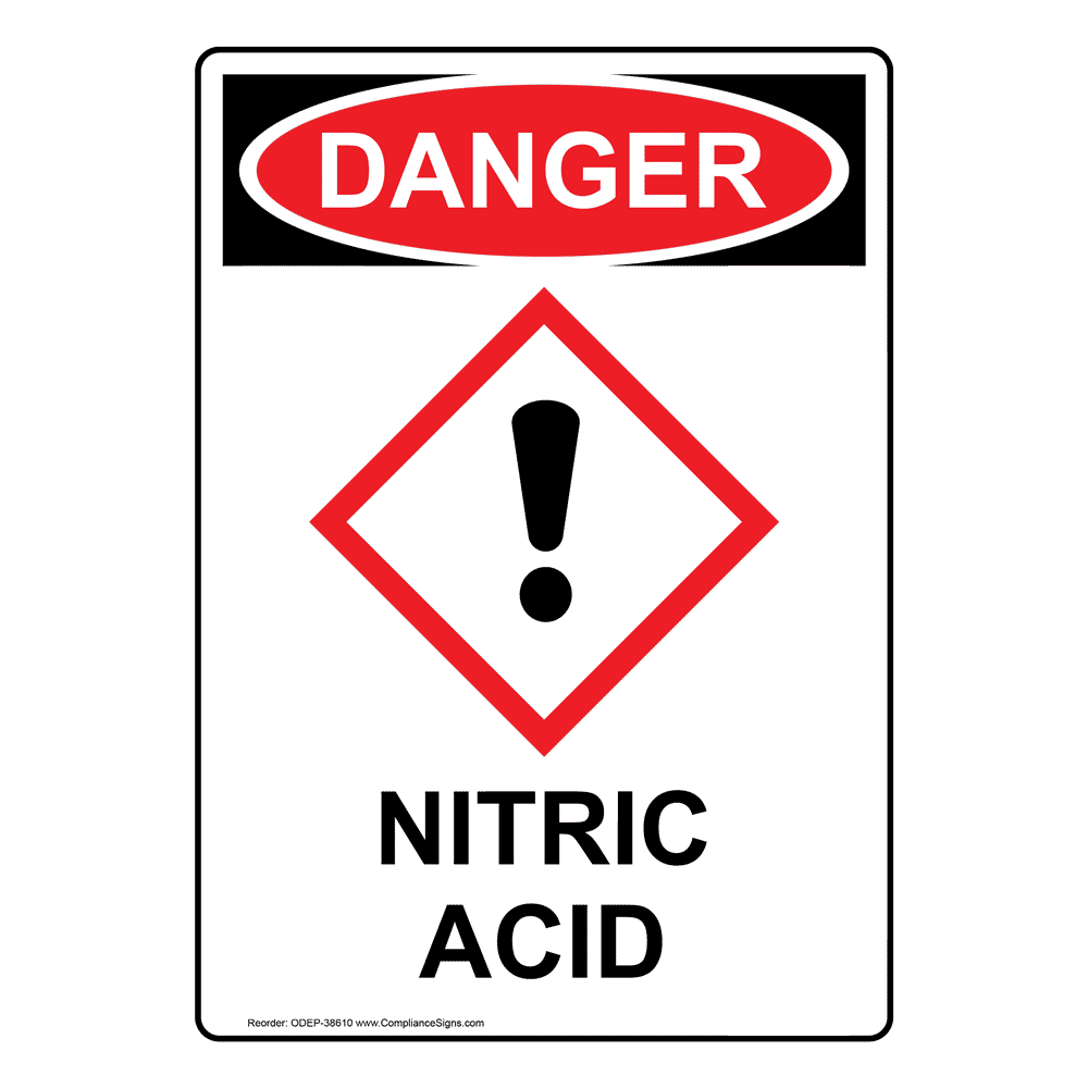 Portrait OSHAGHS Nitric Acid Sign With Symbol ODEP38610