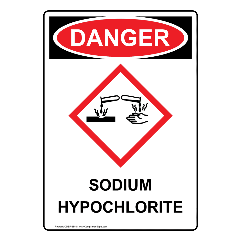 Portrait OSHAGHS Sodium Hypochlorite Sign With Symbol ODEP38814