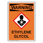 Portrait OSHA-GHS Ethylene Glycol Sign With Symbol OWEP-38546