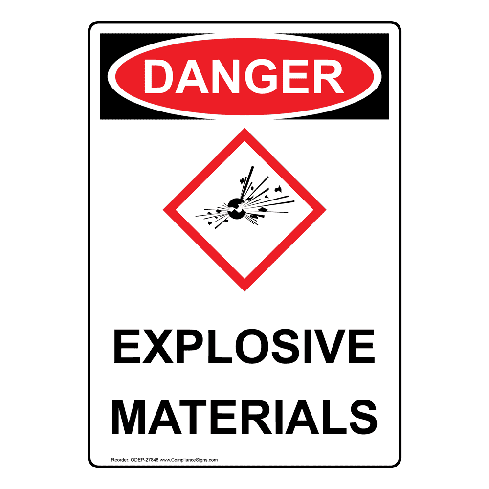 Portrait OSHAGHS Explosive Materials Sign With Symbol ODEP27846