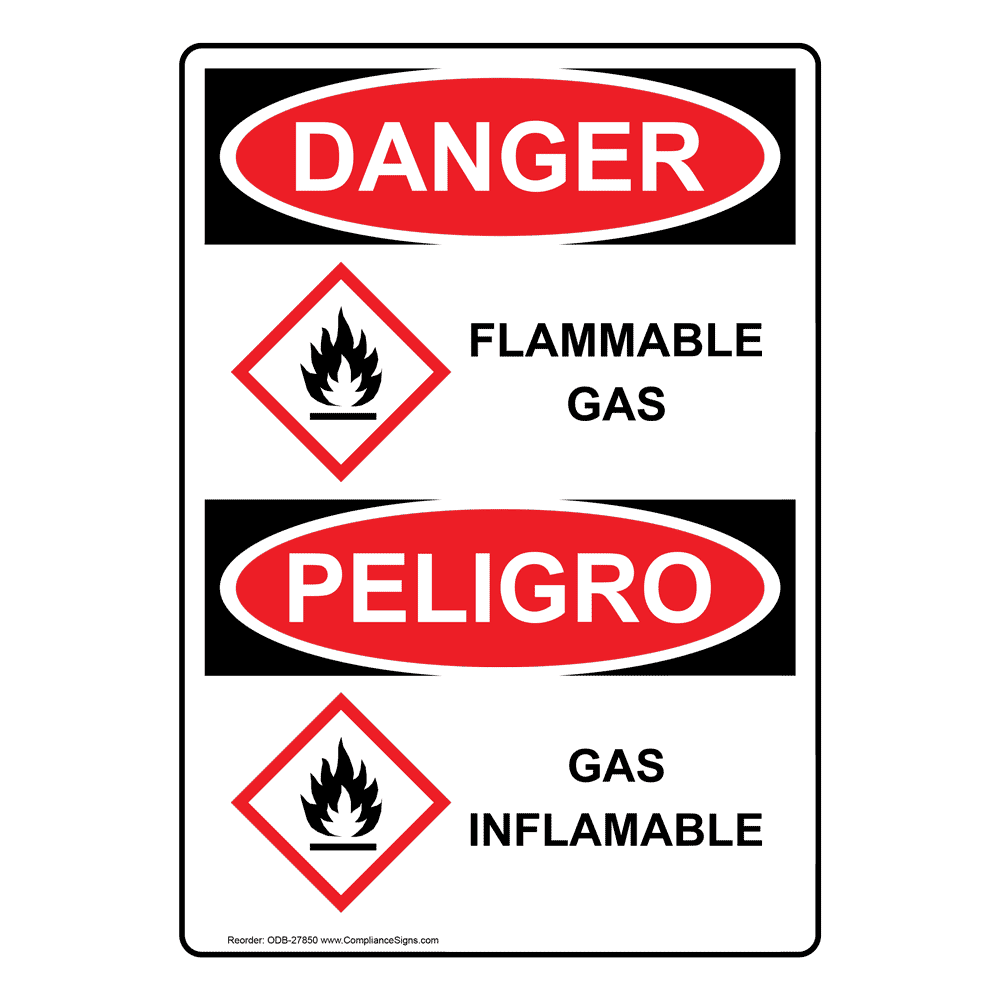 Flammable Gas Gas Inflamable Sign ODB27850 Hazmat Flammable