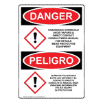 Hazardous Chemicals Avoid Vapors Sign ODB-27863 Hazmat MSDS