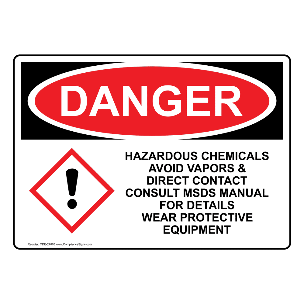 Hazardous Chemicals Avoid Vapors Sign ODE27863 Hazmat MSDS
