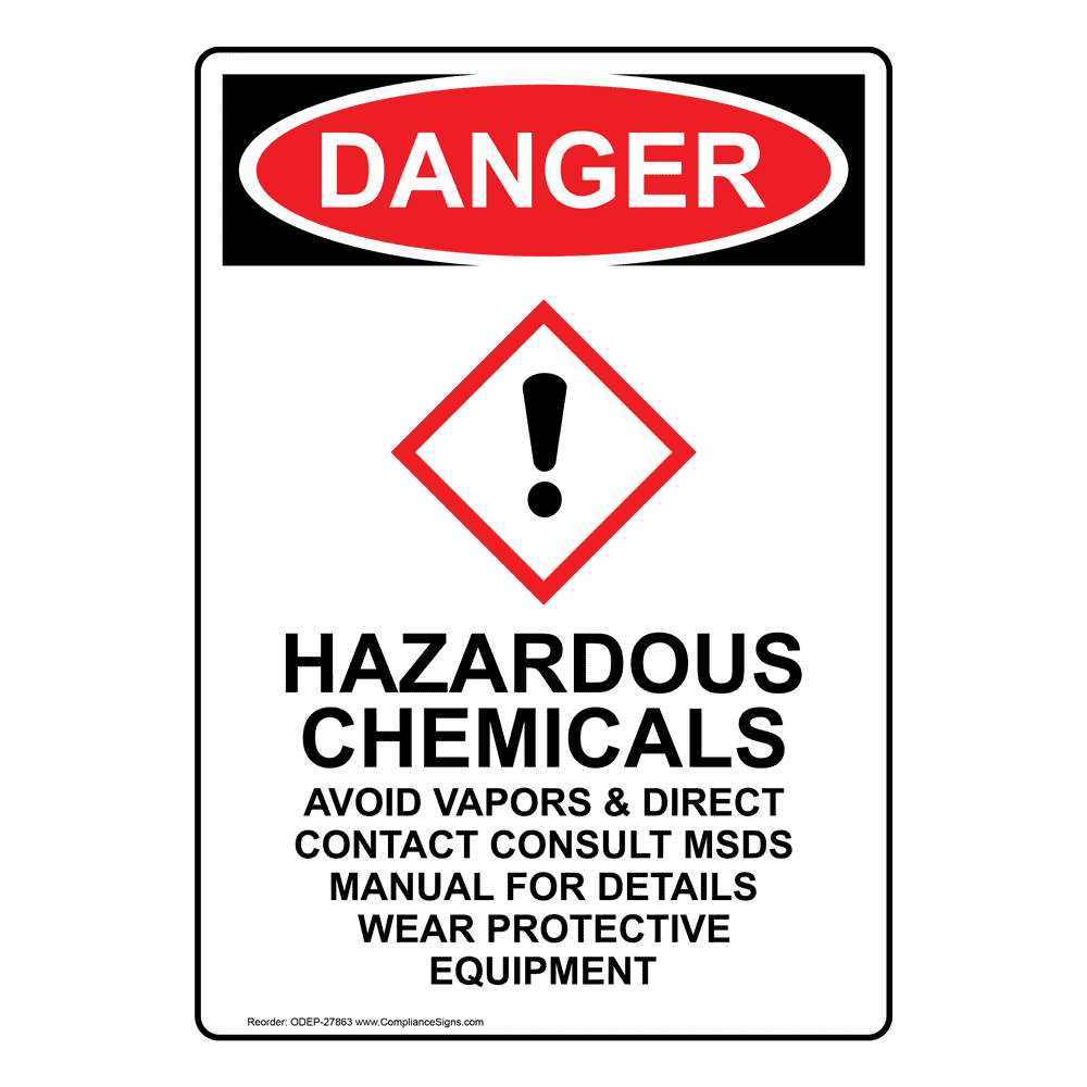 Hazardous Chemicals Avoid Vapors Sign ODB27863 Hazmat MSDS