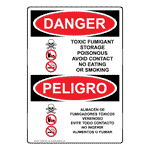 OSHA DANGER Toxic Fumigant Storage Poisonous Bilingual Sign ODB-6165