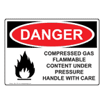 OSHA DANGER Compressed Gas Flammable Content Sign ODE-1775 Gases